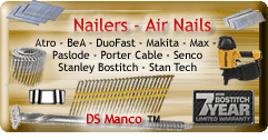 Buy aluminum, galvanized or stainless steel stick and coil 
		  air nails. Stanley Bostitch pneumatic nailers are online now.