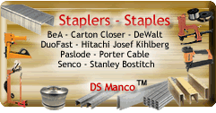 Buy 
		  staples and Stanley Bostitch pneumatic, electric or manual staplers online now at DS Manco.