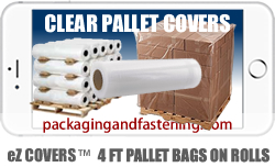 Buy large clear poly bags on rolls including plastic pallet covers online. 