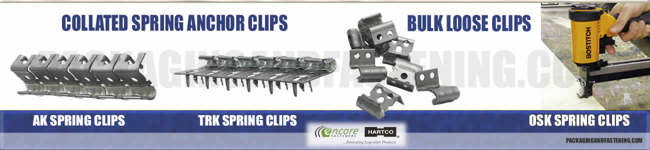 E-clips, spring anchor clips and clinch clips  are here at packagingandfastening.com online.