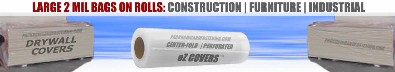 Building materials construction covers are center-folded, 2 mil poly drywall bags to protect your product from the elements. 