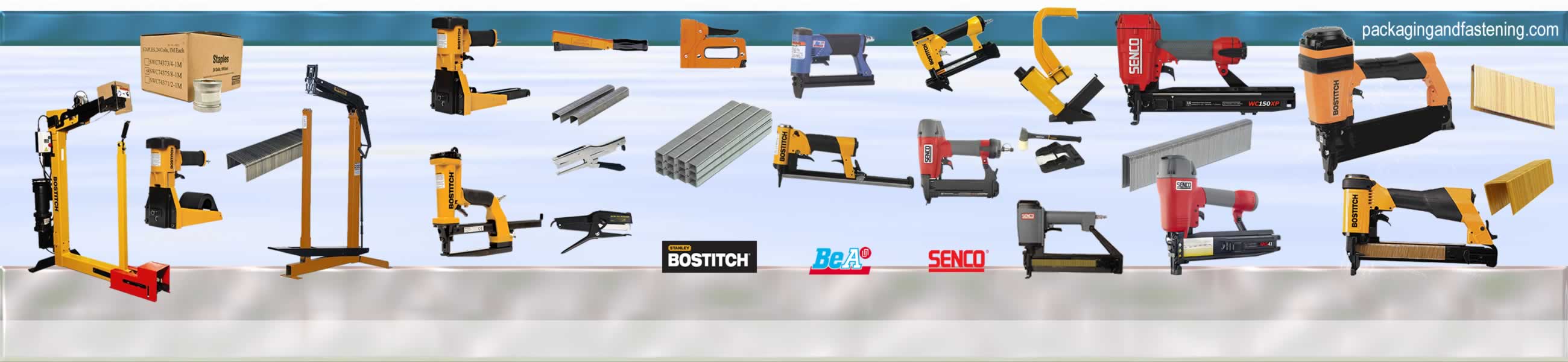 Staplers and staples are available for BeA, Bostitch, Paslode and Senco pneumatic staple guns or hand staplers.