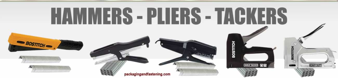 Manually operated hand staplers - hammer, plier staplers and tackers are available.